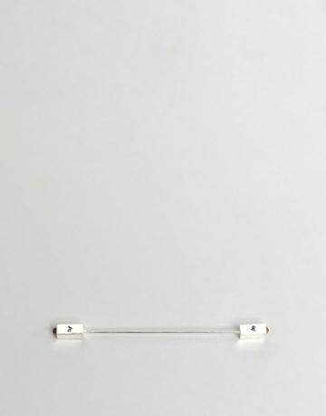 Aetherston Silver Tie Pin With Tiger Eye Stone - Silver