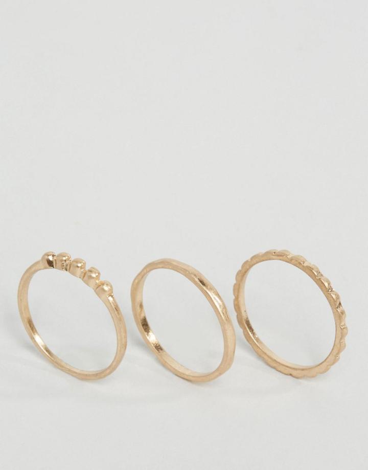 Selected Femme Moby Layering Ring Pack - Gold