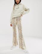 Weekday Jersey Flared Pants In Snake Print - Multi