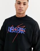 Asos Design Oversized Long Sleeve T-shirt With City Front Print