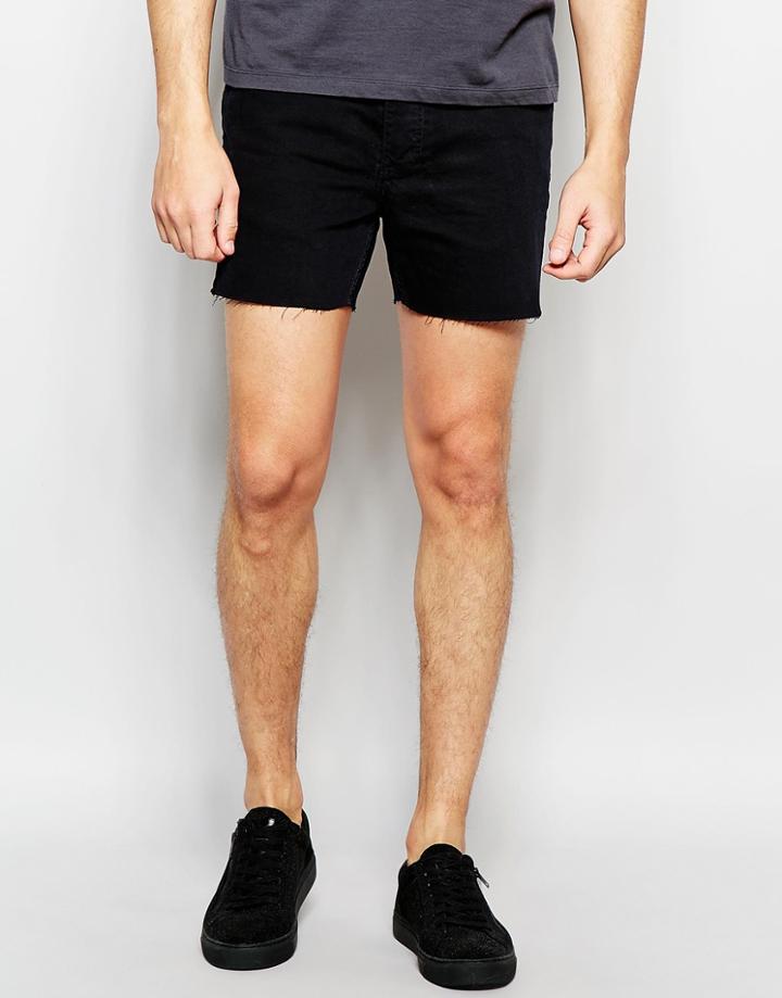 Religion Short Denim Shorts - Black Over Dyed