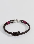 Ted Baker Ivvry Knotted Leather Bracelet In Brown & Red - Red