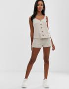 River Island Loungewear Knitted Shorts In Cream