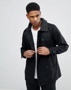 Brave Soul Pea Coat With Sherpa Collar