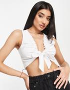 Abercrombie & Fitch Cinch Front Linen Top In White