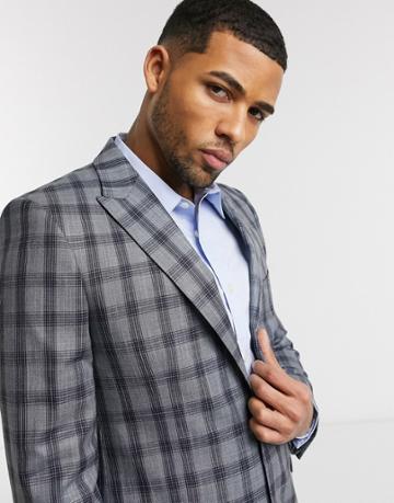 Shelby & Sons Slim Suit Jacket In Navy With Black Check