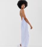 Another Reason Relaxed Jumpsuit With Backless Ruching Detail-blue