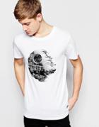 Jack & Jones X Star Wars T-shirt With The Death Star Flock Print - White