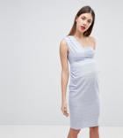 Asos Design Maternity One Shoulder Bandage Midi Bodycon Dress - Blue