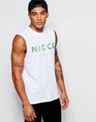 Nicce Tank With Logo And Dropped Sleeve - White