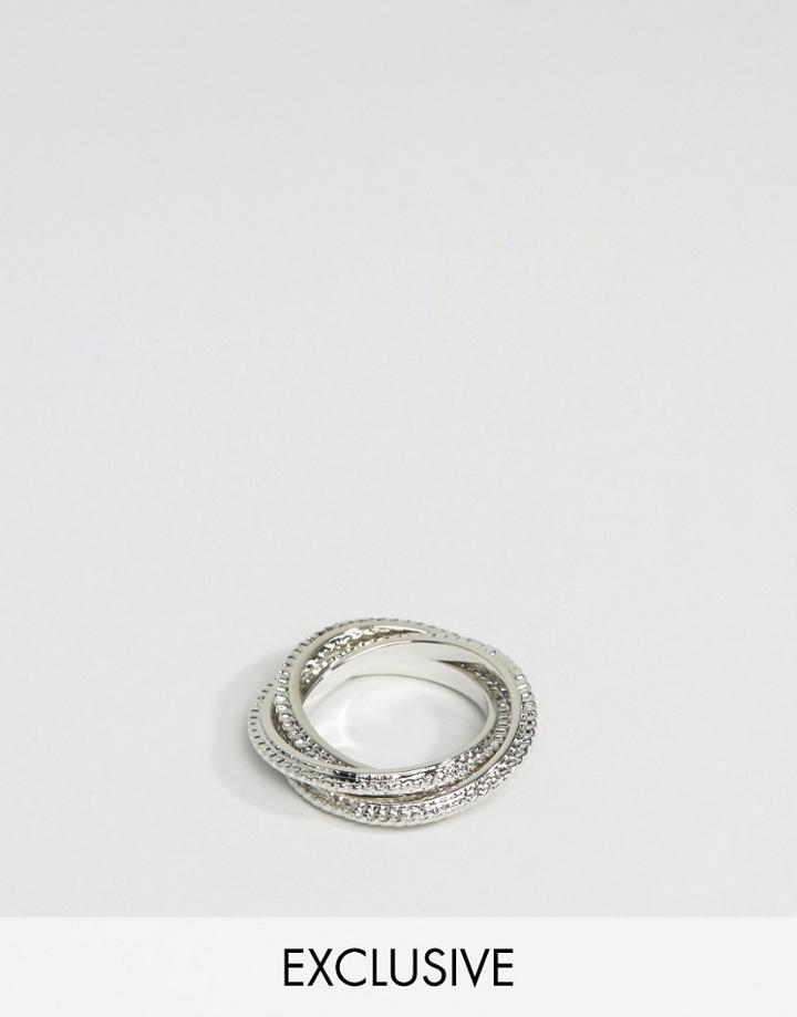 Designb London Silver Pattern Rings - Silver