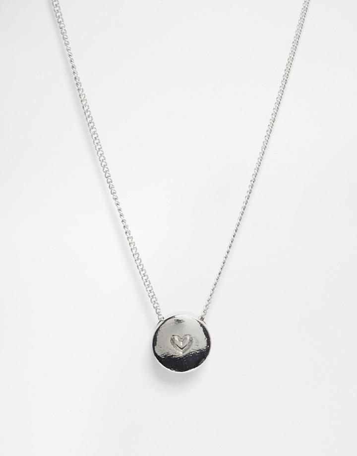 Asos Ditsy Heart Coin Necklace - Silver