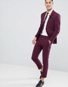 Burton Menswear Muscle Fit Suit Pants In Burgundy - Pink