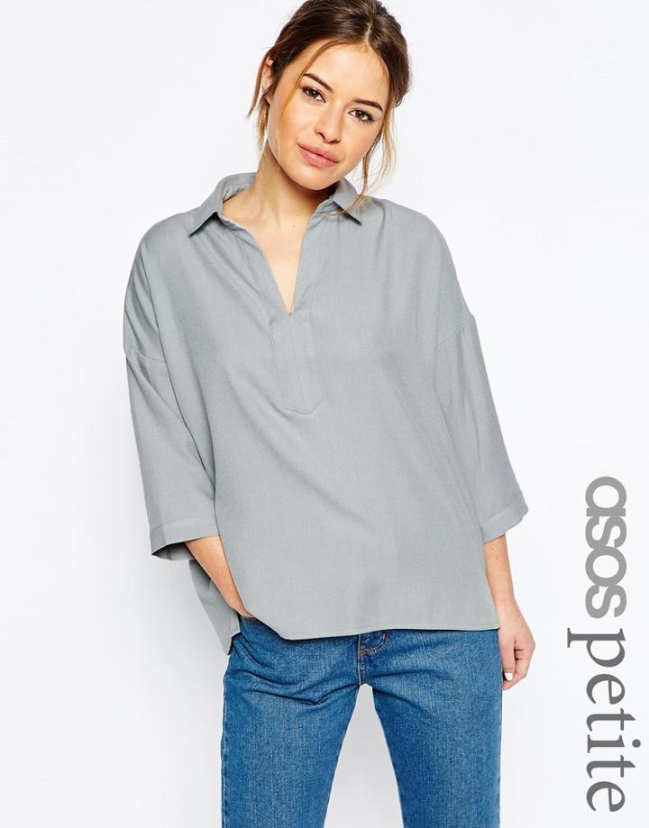 Asos Petite Casual Oversize Blouse - Gray
