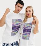 Collusion Unisex T-shirt With Print In White