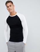 Asos Design Muscle Fit Long Sleeve T-shirt With Crew Neck With Contrast Raglan Sleeves - Multi