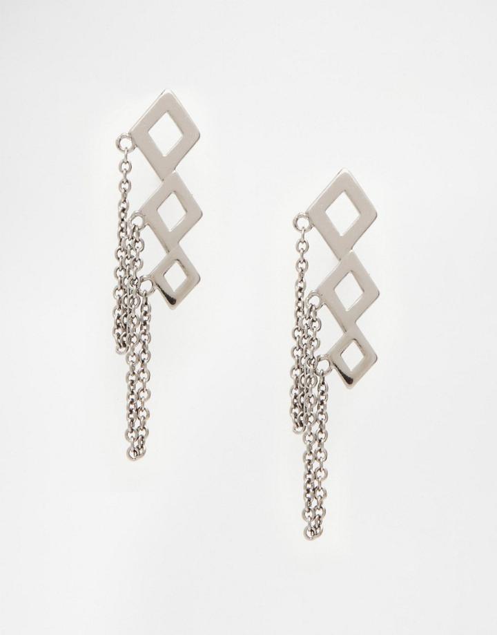 Pilgrim Chain Detail Earrings - Silver