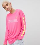 Puma Exclusive To Asos Long Sleeve T-shirt With Techno Logo In Neon Pink - Pink