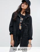 Noisy May Tall Oversized Denim Jacket With Utility Detail - Black
