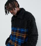 The New County Coat In Teddy Faur Fur And Check - Black