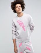 Asos Sweater With All Over Parrot Design - Gray