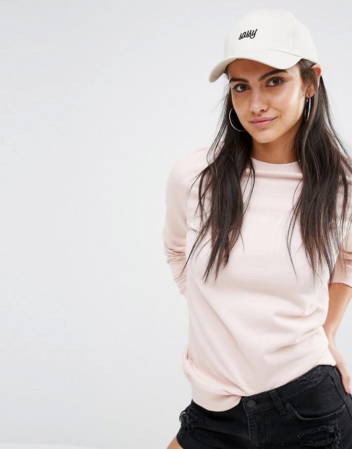 Adolescent Clothing Sassy Embroidered Baseball Cap - Ecru