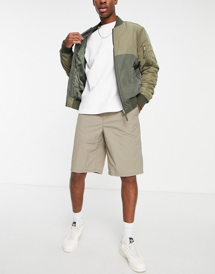 Topman Longline Nylon Short In Dark Stone-brown