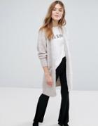 New Look Longline Boucle Knitted Cardigan - Beige