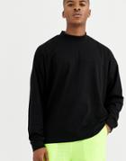 Asos Design Oversized Long Sleeve T-shirt With Seam In Black