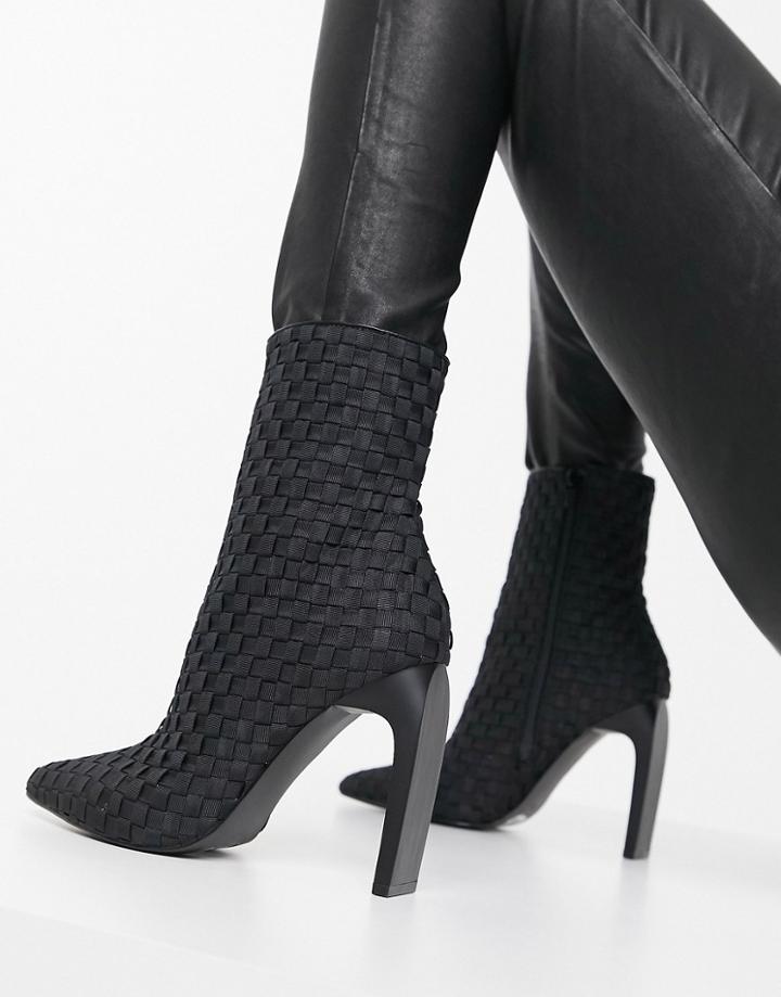 Asos Design Empower Woven High Heeled Boots In Black