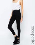 Asos Petite Ridley High Waist Ultra Skinny Jeans In Clean Black - Black