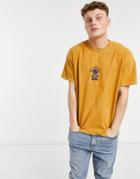 Topman Overdye Varsity T-shirt In Mustard-yellow