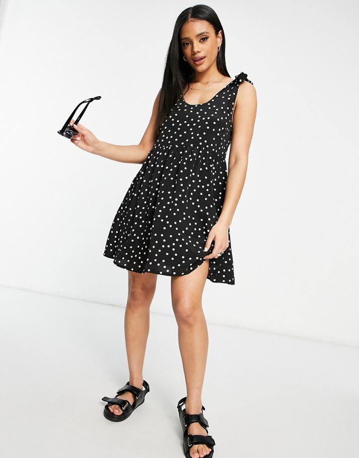 In The Style Shoulder Tie Dress In Polka Dot-neutral
