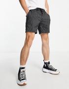 Topman Skinny Striped Shorts In Black And White