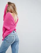 Asos Chunky Sweater Twist Back - Pink