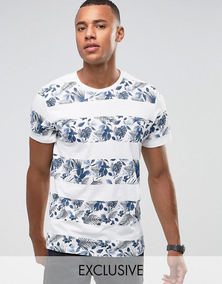 Jack & Jones Originals T-shirt With Printed Floral Stripe - White