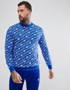 Adidas Originals Sweat With All Over Print In Blue Cv8600 - Blue