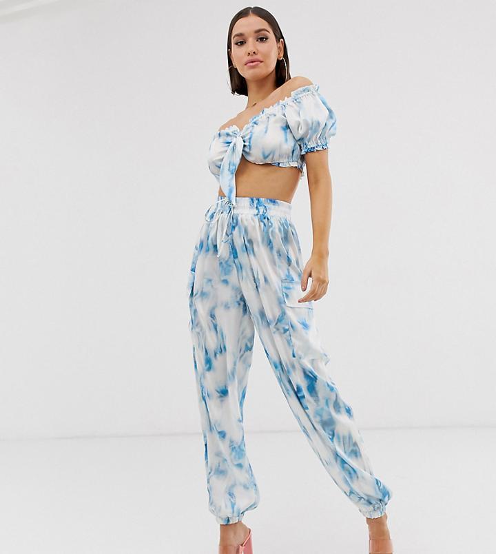 Flounce London Combat Pants In Blue Tie Dye - Blue