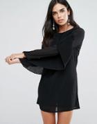 Love & Other Things Frill Sleve Shift Dress - Black