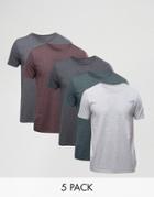 Asos 5 Pack T-shirt Save - Multi
