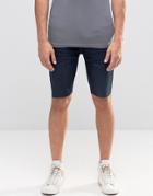 Kubban Stretch Skinny Denim Shorts In Raw Hem - Navy
