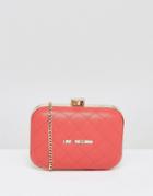 Love Moschino Structured Quilted Clutch With Strap - Red