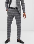 Only & Sons Slim Fit Check Pants In Gray