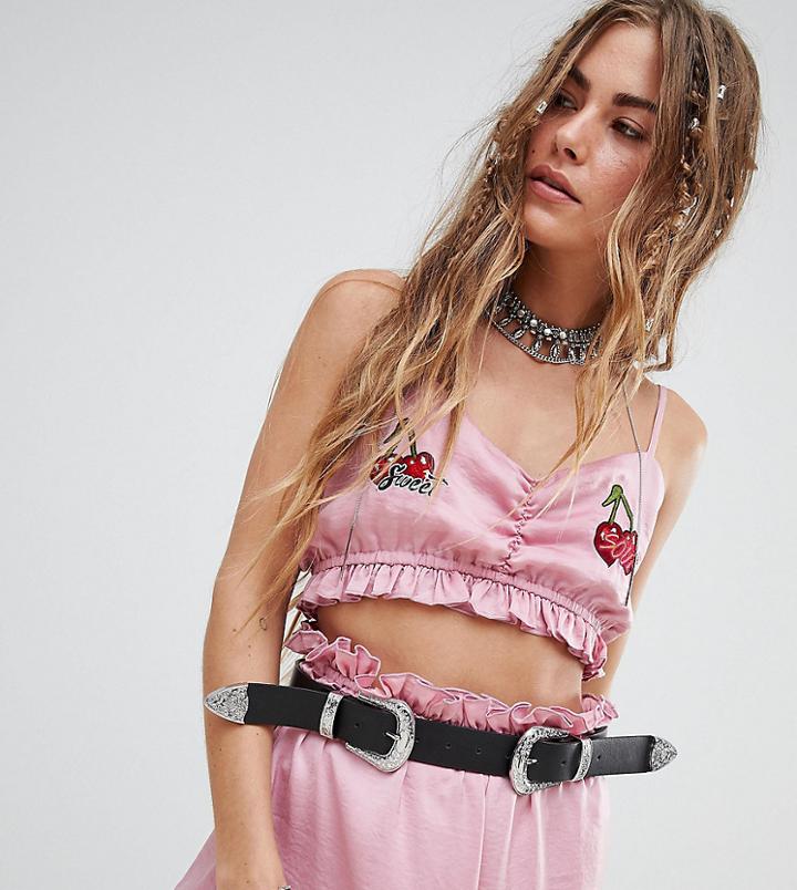Sacred Hawk Cherry Bralette Top Two-piece - Pink