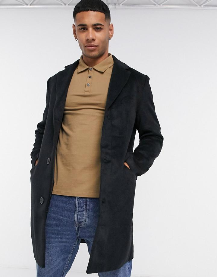 Another Influence Wool Blend Over Coat In Black