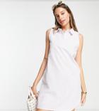 Influence Tall Sleeveless Polo Shirt Dress In Lilac Stripe-purple
