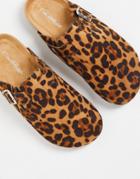 Miss Selfridge Venus Closed Toe Slipper In Leopard-brown