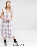 Reclaimed Vintage Sleeveless Smock Midi Dress - Brown