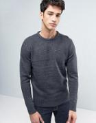 Brave Soul Mens Crew Neck Sweater With Rib Knit - Gray