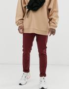 Asos Design Skinny Chinos In Burgundy-red